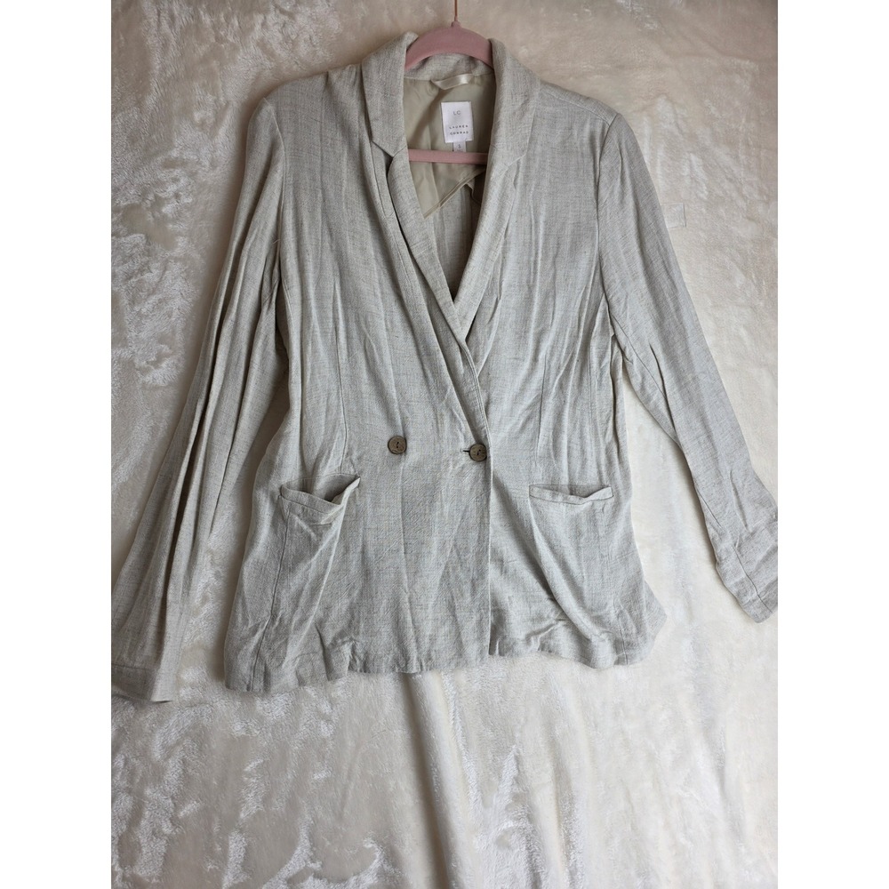 Lauren Conrad Linen Blend Double Breasted Blazer Women's Small‎ Beige